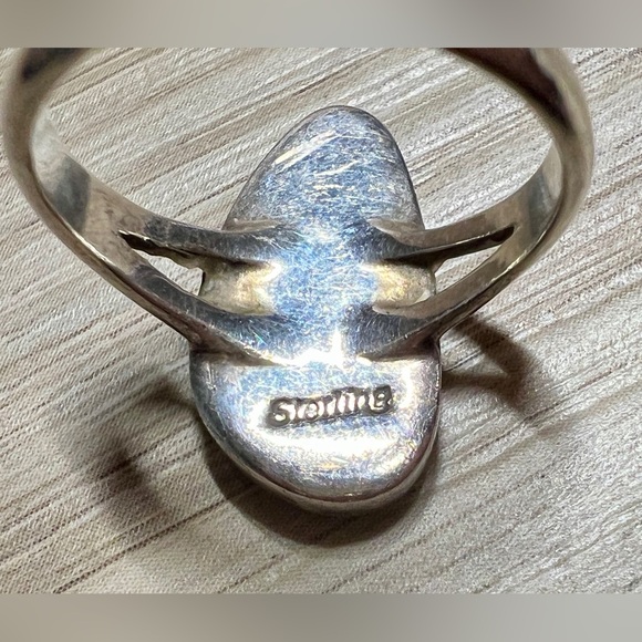 Vintage Native American Sterling Silver Turquoise Onyx & Opal Mosaic Inlay Ring - Picture 7 of 10